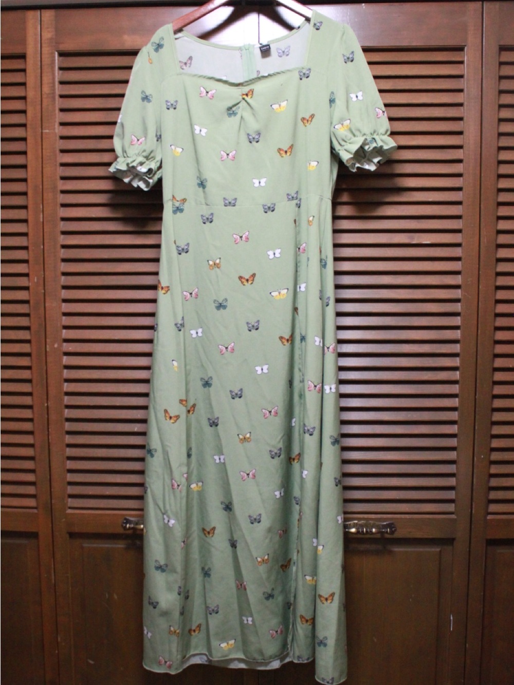 SHEIN Light Green Butterfly Print Dress